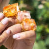 Chunky freeform faceted pink lemurian crystal statement ring