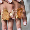 Chunky freeform faceted pink lemurian crystal statement ring