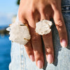Oversized crystal quartz cluster statement ring