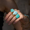 Larimar pear-shaped cuff ring