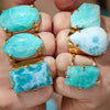 Larimar pear-shaped cuff ring
