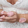 Chunky freeform faceted rose quartz statement cuff bracelet