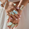 Raw aquamarine crystal ring