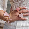 Rose quartz puffy triangle cabochon statement ring