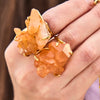 Tangerine crystal cluster statement ring