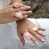 Rose quartz puffy triangle cabochon statement ring