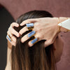 Raw blue kyanite crystal statement cuff ring