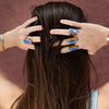 Raw blue kyanite crystal statement cuff ring