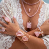 Rose quartz double terminated connector necklace