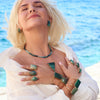 Freeform faceted green quartz cuff bracelet