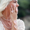 Rose quartz round cabochon ring