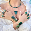 Freeform faceted green quartz cuff bracelet