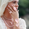 Rose quartz round cabochon ring