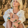 Freeform faceted green quartz cuff bracelet