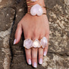 Rose quartz large faceted hexagon ring