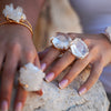 Oversized hexagon crystal quartz statement ring