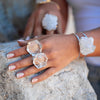 Oversized hexagon crystal quartz statement ring