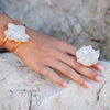Oversized crystal quartz cluster statement ring