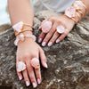 Rose quartz puffy triangle cabochon statement ring