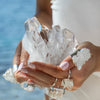Druzy crystal quartz cluster cuff ring