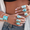 Larimar pear-shaped cuff ring