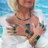 Green quartz triangle connector necklace