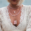 Rose quartz double terminated connector necklace
