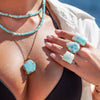 Larimar rectangle cuff ring