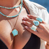 Larimar pear-shaped cuff ring