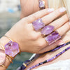Purple amethyst hexagon cuff bracelet