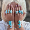 Larimar pear-shaped cuff ring