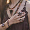 Smoky quartz crystal cluster ring