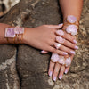 Raw rose quartz slice statement ring