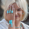 Larimar pear-shaped cuff ring