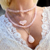 Rose quartz puffy heart pendant