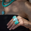 Amazonite freeform faceted ring