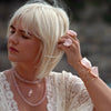 Rose quartz double terminated connector necklace