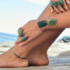 Freeform faceted green quartz cuff bracelet