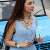 Oval blue agate cuff bracelet