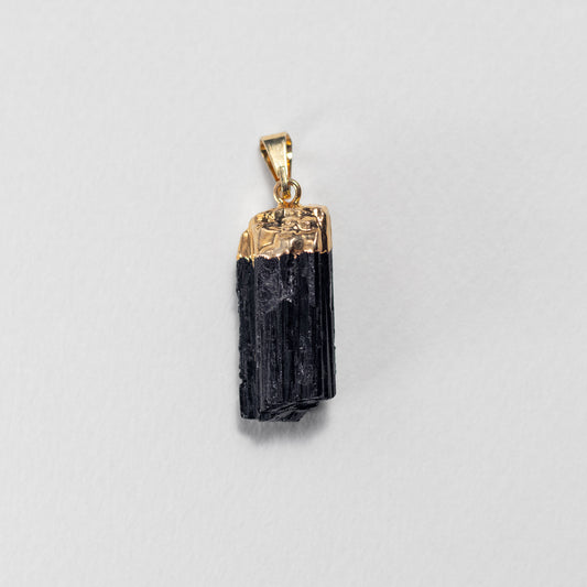 Raw black tourmaline pendant