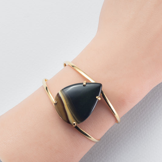 Mookaite pear-shaped cuff bracelet