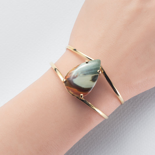 Mookaite pear-shaped cuff bracelet