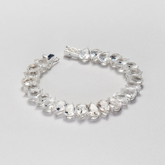 925 sterling silver crystal pear tennis bracelet