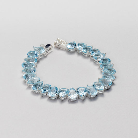 925 sterling silver blue topaz pear tennis bracelet