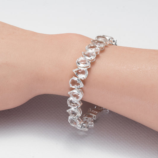 925 sterling silver crystal pear tennis bracelet